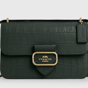 Coach Morgan large Crossbody Bag Croc embossed Amazon Green